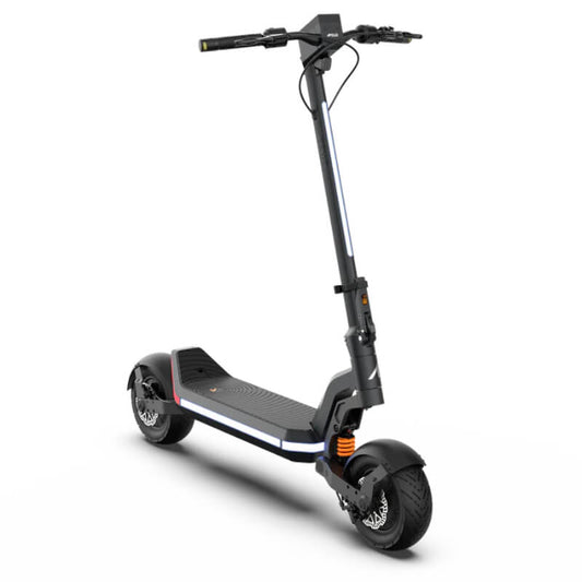 Black electric scooter on a white background