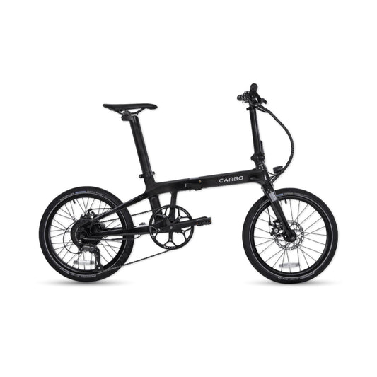 Black folding bicycle on a white background