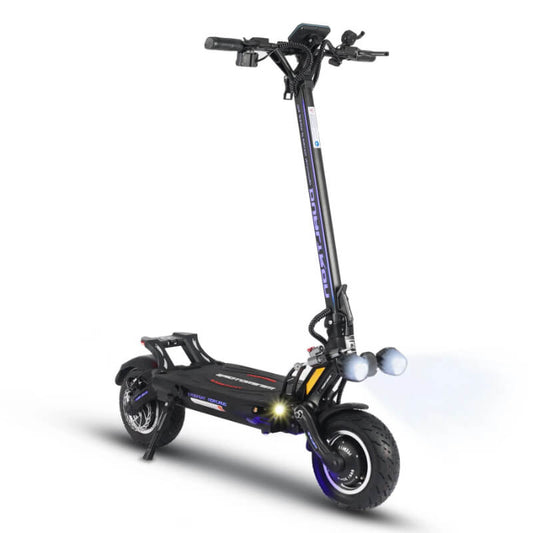 Black electric scooter on a white background