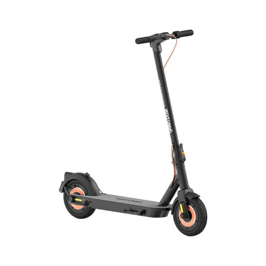 Black electric scooter on a white background