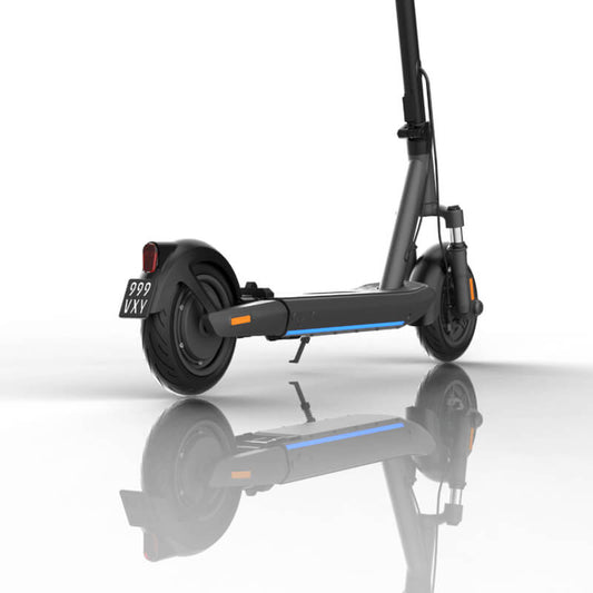 Rear angled view of the INmotionS1F electric scooter with rear light. Available at ProMechBC for the best range e-scooter options.