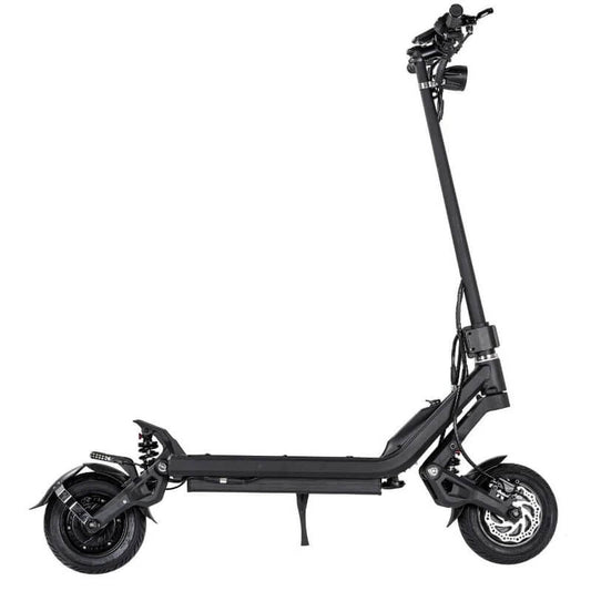 Black electric scooter on a white background