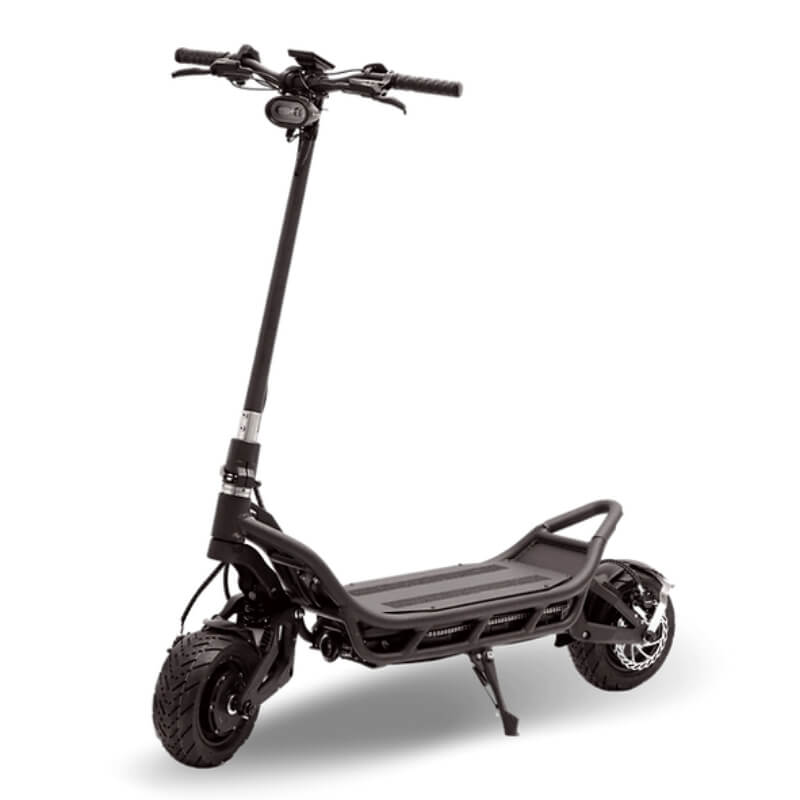 Black electric scooter on a white background