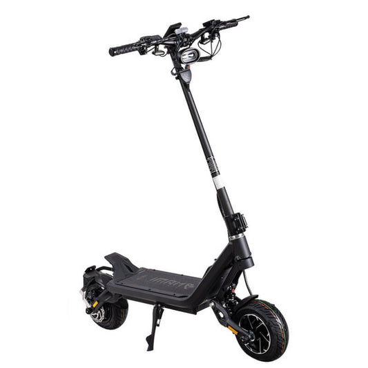 Black electric scooter on a white background