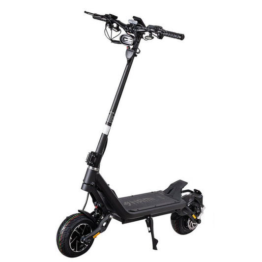 Black electric scooter on a white background