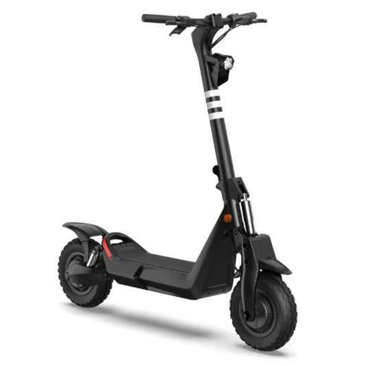 Black electric scooter on a white background