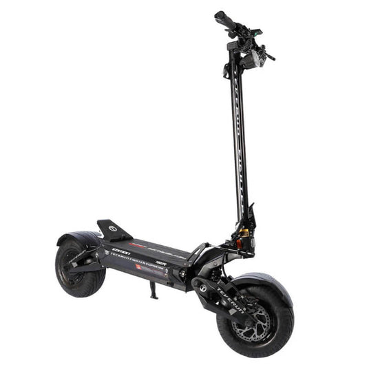 Black electric scooter on a white background