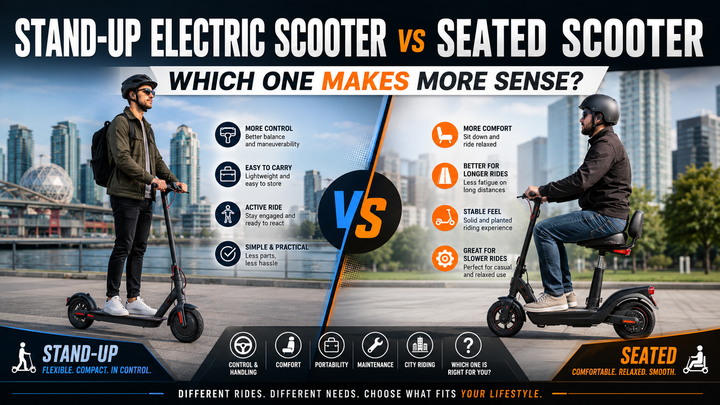 Stand-Up Electric Scooter vs Seated Scooter: Which One Makes More Sense?