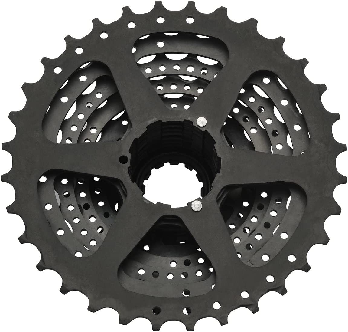 Black bicycle sprocket on a white background