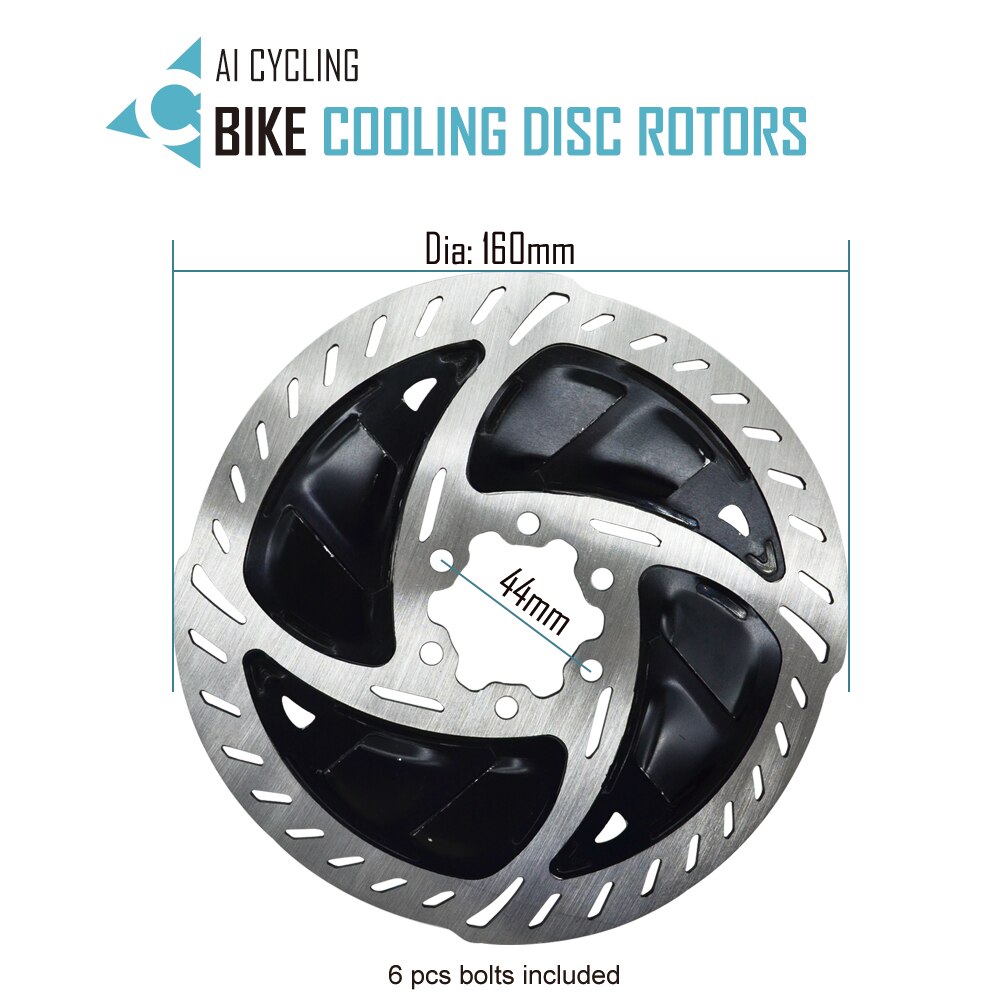 Bike cooling disc rotor with dimensions and product name on a white background