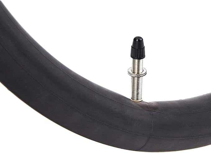 Bicycle tire with valve on a white background