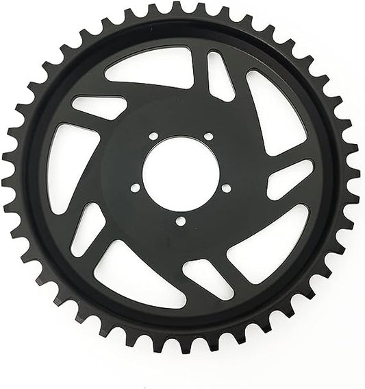 Black gear with white teeth on a white background