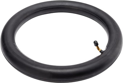 Black bicycle inner tube with valve on a white background