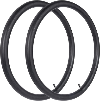 Two black bicycle inner tubes on a white background