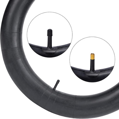 Black bicycle inner tube with valve on a white background