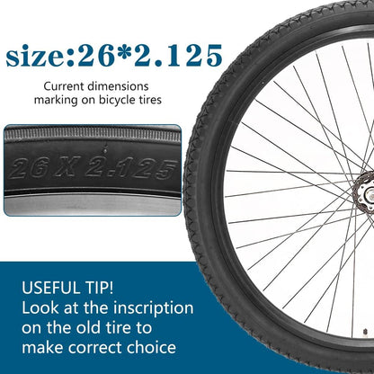 Bicycle tire with dimensions 26x2.125 and a useful tip about tire inscription.