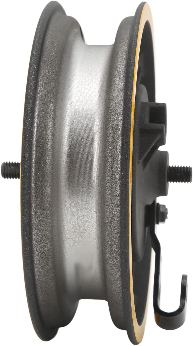 Metallic wheel hub with bolts on a white background