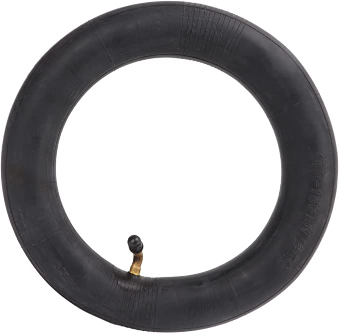 Black inner tube with valve on a white background