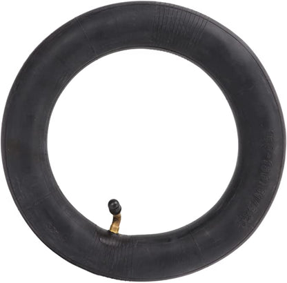 Black inner tube with valve on a white background