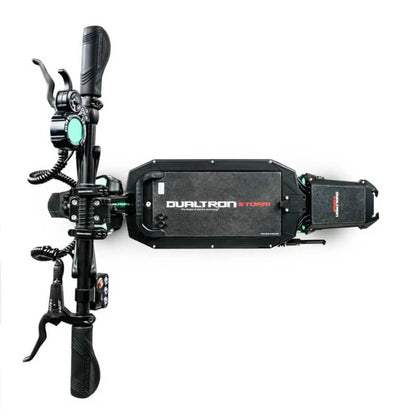 Bicycle with Dualtron electric bike conversion kit on a white background