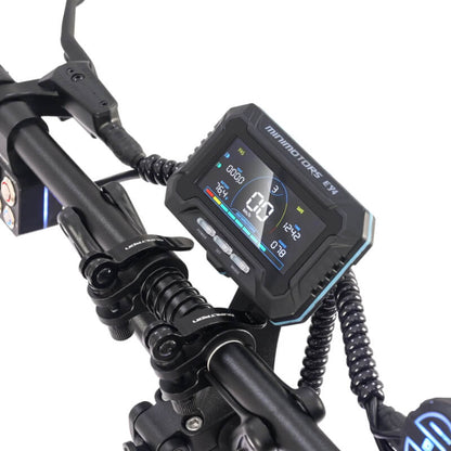 Close-up of a compound bow with a digital sight on a white background