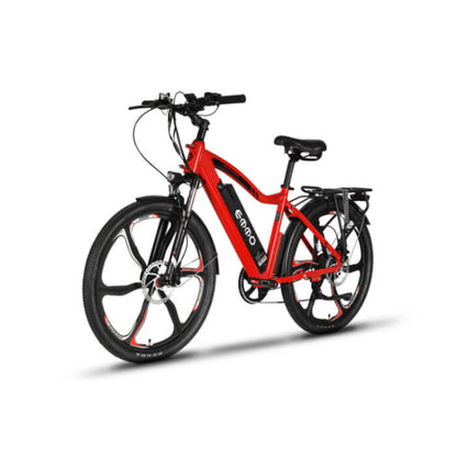 Red electric bicycle on a white background