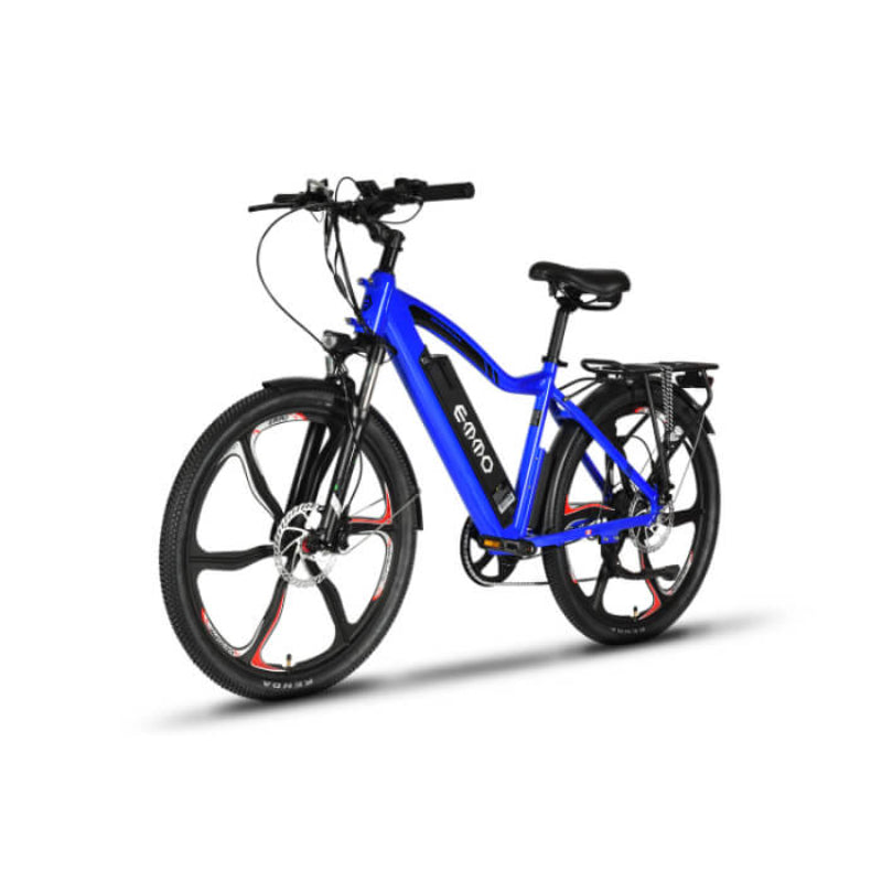 Blue electric bicycle on a white background