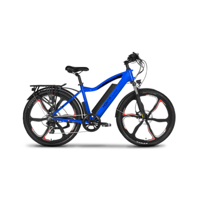 Blue electric bicycle on a white background