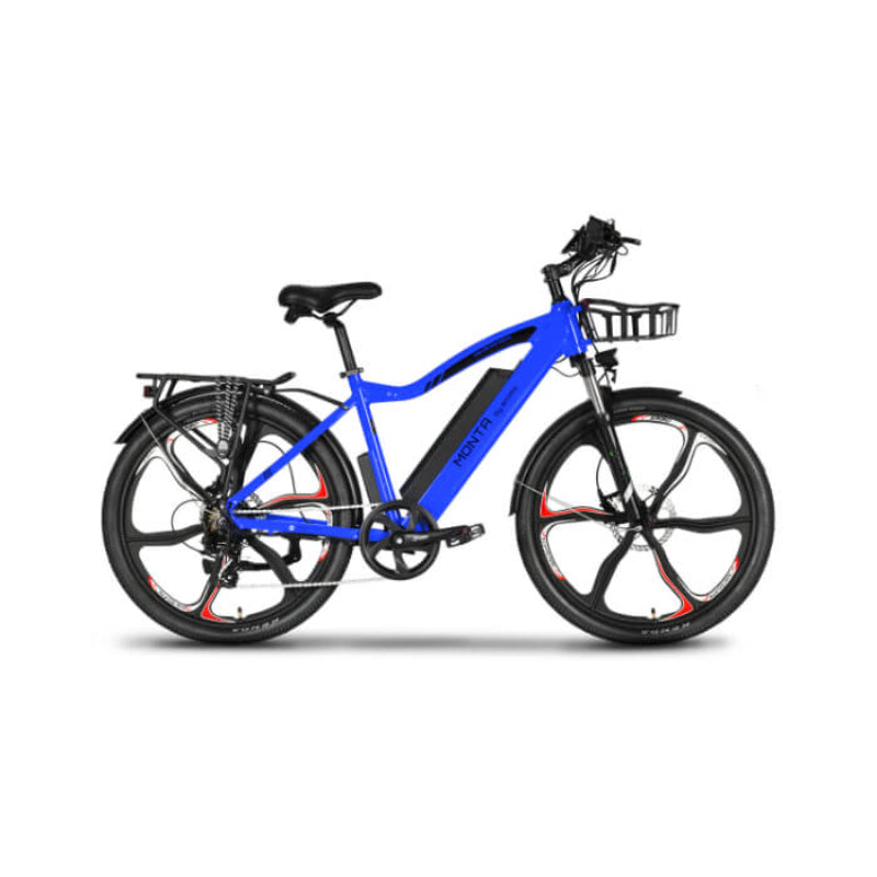 Blue electric bicycle on a white background