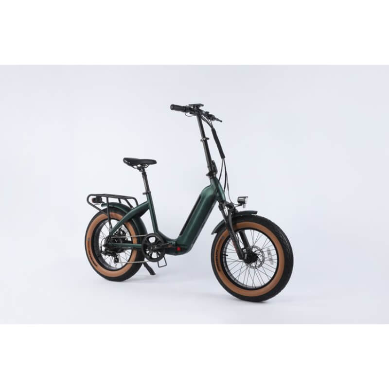Green electric bike on a white background