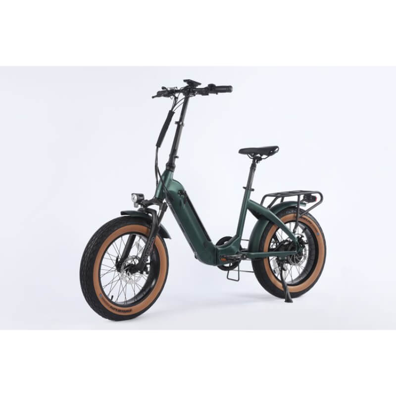 Green electric bike on a white background
