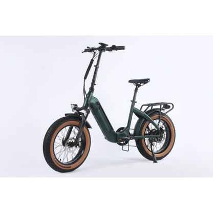Green electric bike on a white background