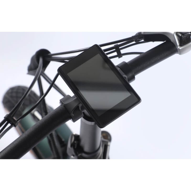 Bicycle handlebar with a mounted GPS device on a white background