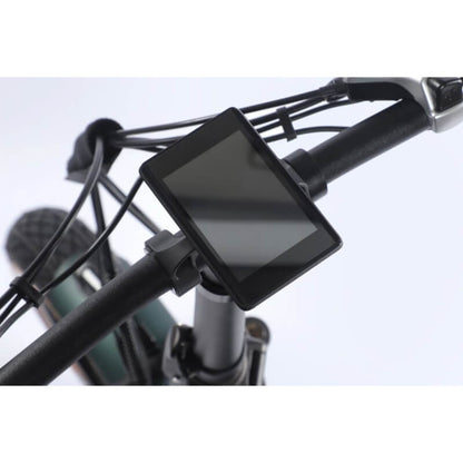 Bicycle handlebar with a mounted GPS device on a white background