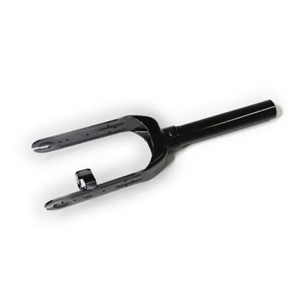 Black metal fork on a white background