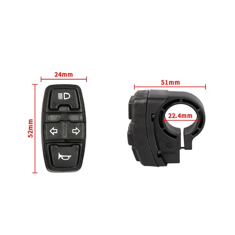 Black car key fob with measurements on a white background