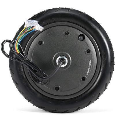 Black electric wheel with wiring on a white background