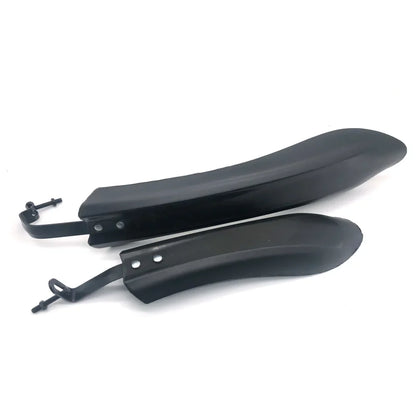 Black motorcycle fenders on a white background