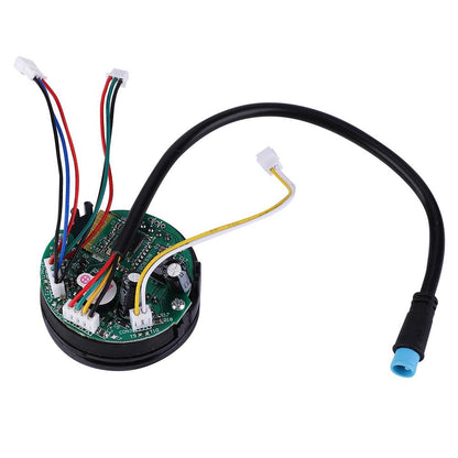 Electronic component with wires and a black cable on a white background