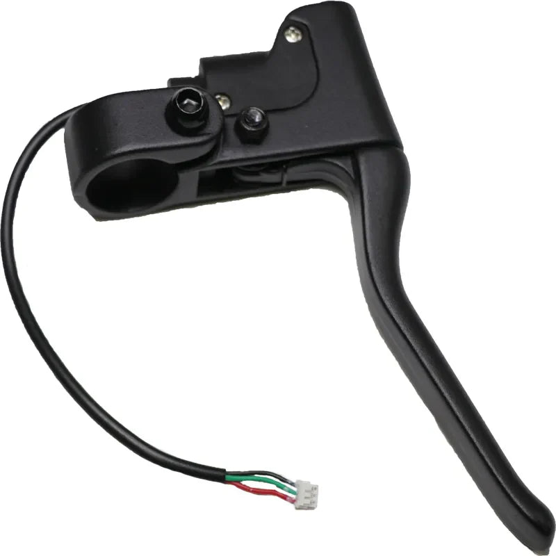 Black brake lever with wiring on a white background