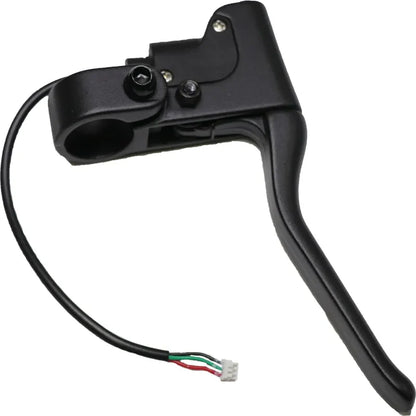Black brake lever with wiring on a white background