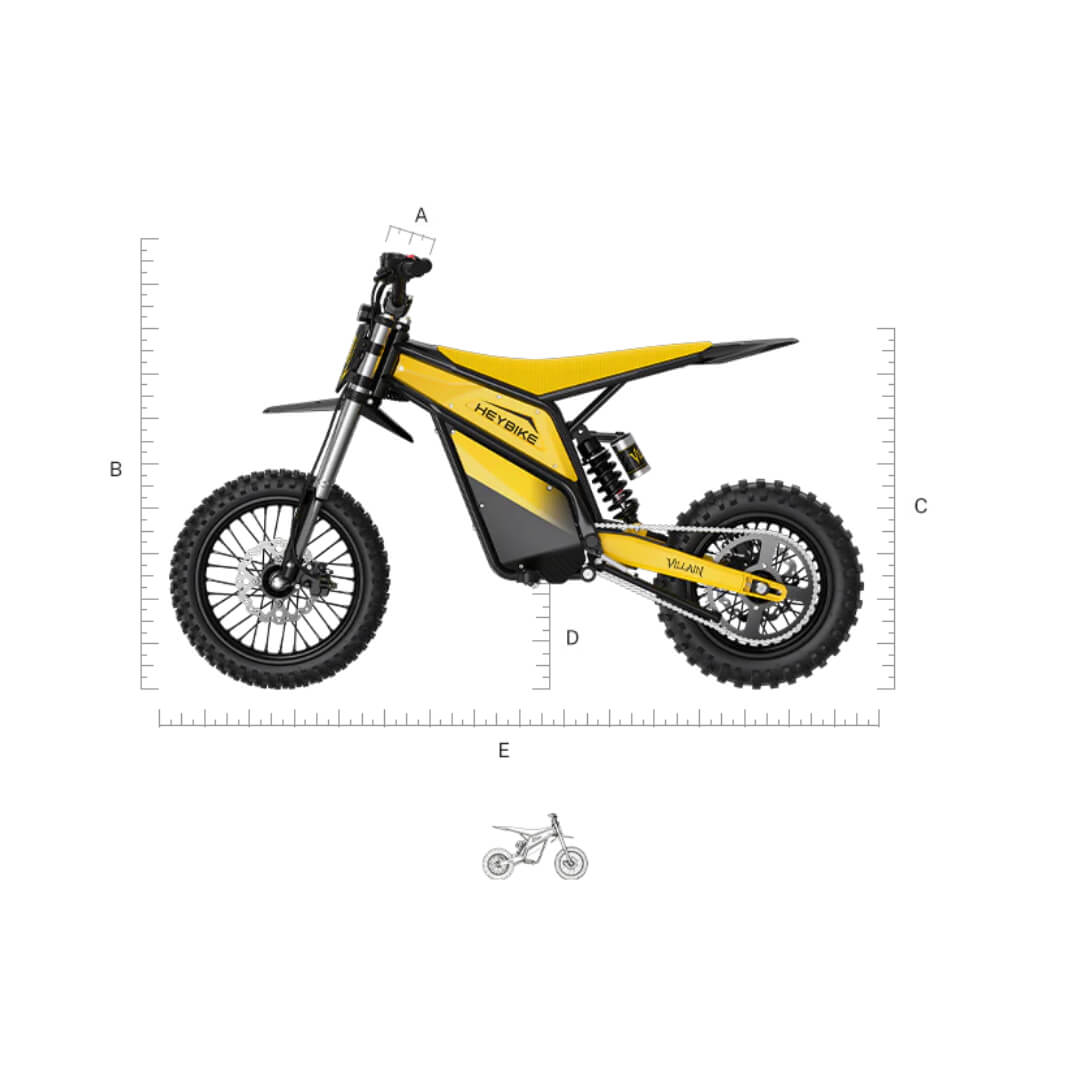 Heybike Villain Electric Dirt Bike geometry chart