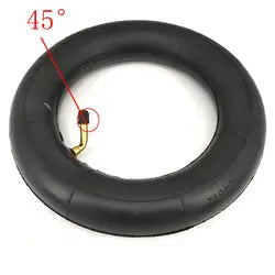Black inner tube with a red arrow indicating 45 degrees on a white background