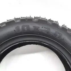 Black tire with size marking '10x3.5' on a white background