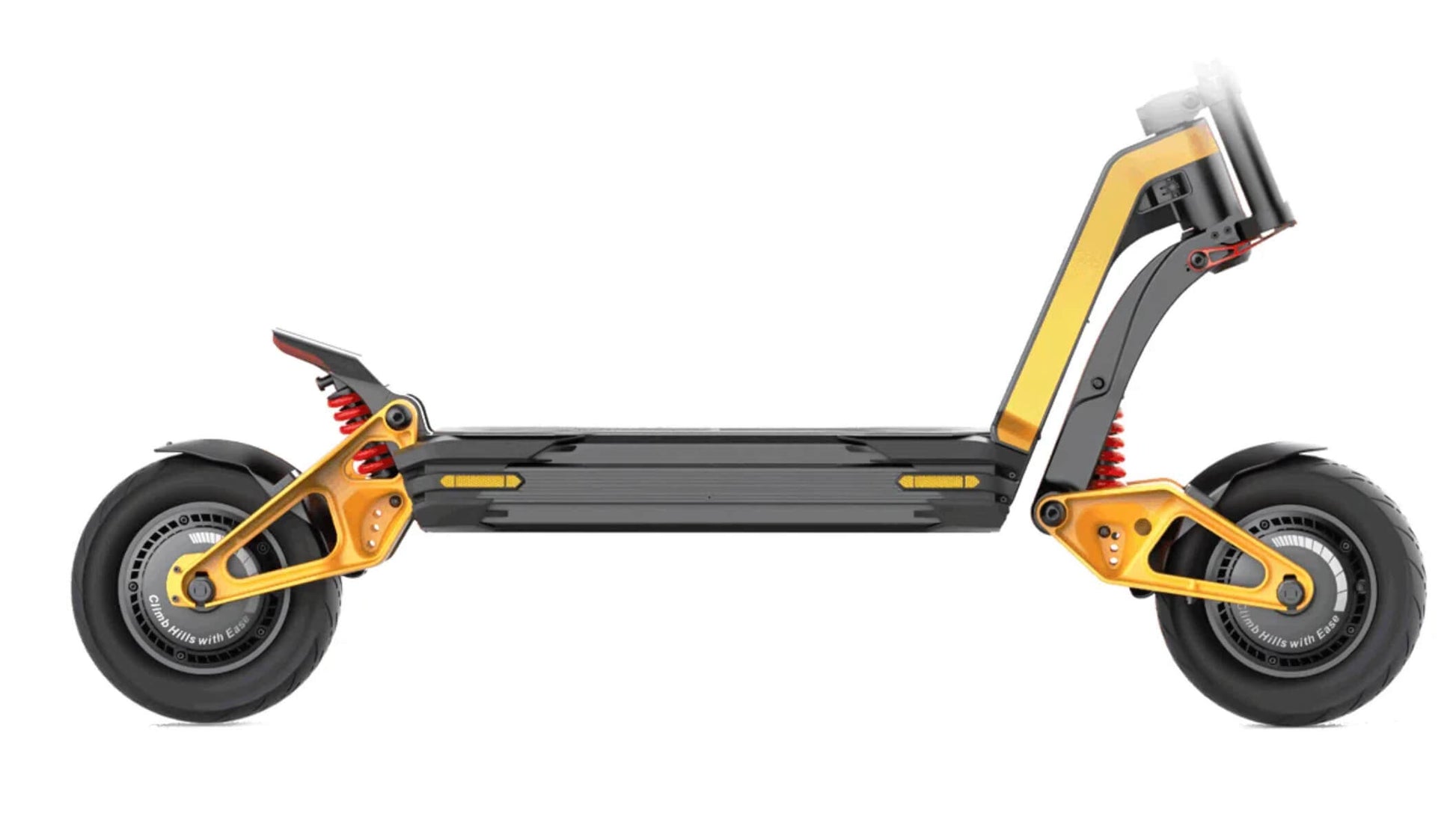 Side profile of the Inmotion RS escooter, emphasizing its advanced suspension system and sturdy frame. Available at ProMechBC scooter shop in Vancouver.