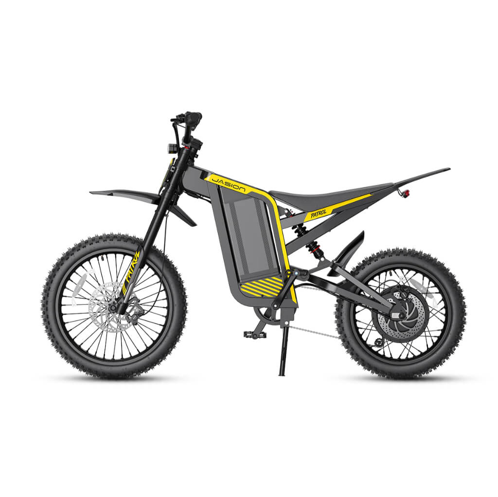 Hydraulic brakes with 19/17-inch motorcycle-style wheels