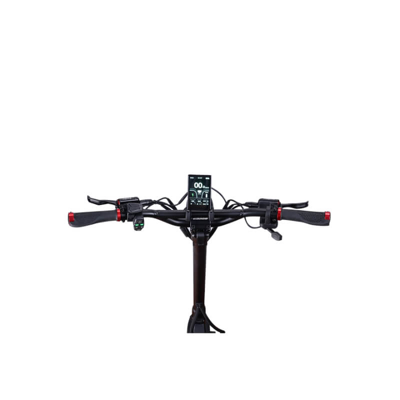 Bicycle handlebar with digital display on a white background