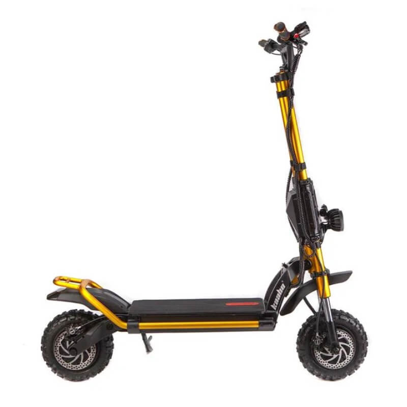 Side view of the durable and long-range Kaabo Wolf King GT Pro electric scooter, perfect for navigating Vancouver streets