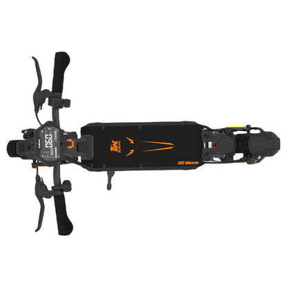 Top view of Kukirin G2 Master advanced electric scooter, showcasing wide deck, dual motor power and long range performance – best off road e-scooter at ProMechBC Vancouver.