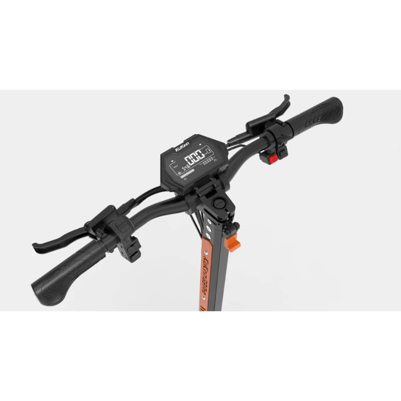 Kukirin G3 Pro electric scooter handlebar with LED display and controls – dual motor, six LED, Wide screen, and fast charging – ProMechBC, trusted e-scooter shop in Vancouver.